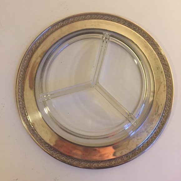 Vintage Glass and Silver Divided Candy Dish - Picture 2 of 2